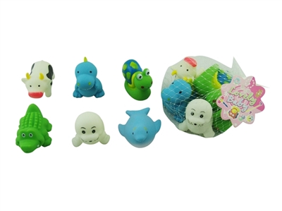 Six cartoon animals (lining plastic soft glue: take a shower wash water toys, put into the water aga - OBL774052