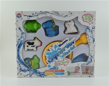 Six cartoon water animals 1 fish (lining plastic soft glue: take a shower wash water toys, put into  - OBL774053