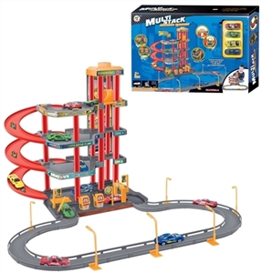 Four little alloy car coasting parking lot - OBL774176