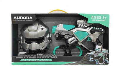 Painted light voice projection space gun with handcuffs with a mask - OBL775241