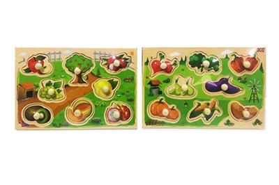 Wooden small fruit and vegetable hand grasp board puzzle - OBL805089