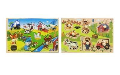 Wooden small finger board puzzle farm animals - OBL805091