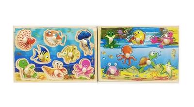 Wooden small underwater world hand grasp board puzzle - OBL805092