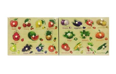 Wooden large fruits and vegetables finger board puzzles - OBL805102