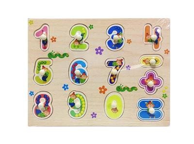 Wooden large Numbers puzzle in hand grasp plate - OBL805104