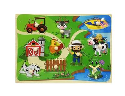 Wooden large-sized farm animal finger board puzzle - OBL805106