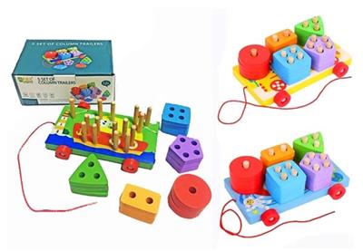 木制卡通拖车套柱 - OBL805128