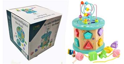 木制形状积木绕珠盒 - OBL805174