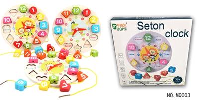 木制卡通动物穿线时钟 - OBL805189