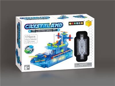 积木巡逻艇（175PC积木巡逻艇（175PCS+1PCS大发光车底）包3*AAA电池 - OBL805941