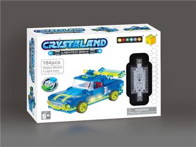 积木蓝色赛车（183PCS+1PCS大发光车底）,包3*AAA电池 - OBL805942