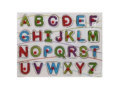 Puzzle hand grasping the wooden capital letters - OBL806357
