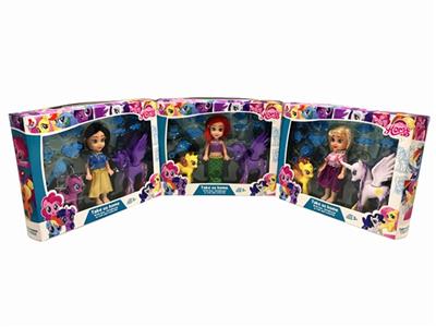 搪胶大号太阳马加独角马6寸实身迪士尼公主带4款马发夹2款皇冠和马梳 - OBL810801