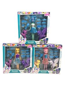 搪胶大号太阳马加独角马加主题9寸实身紫悦马妹带6款马发夹3款皇冠和马梳3款混装 - OBL810802