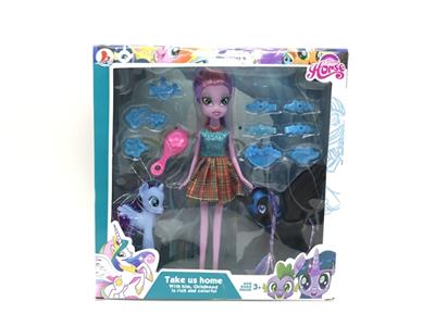 搪胶大号太阳马加独角马加主题9寸实身紫悦马妹带6款马发夹3款皇冠和马梳3款混装 - OBL810803