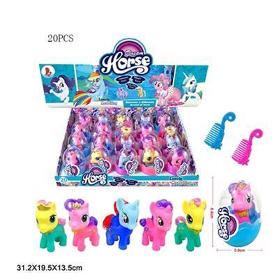 高档PVC蛋4款战马宝莉带马梳子四款四色混装20PSC - OBL810825