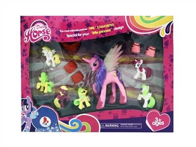 高档盒装6只钥匙扣塑料马宝丽加一只大塑料马宝丽带皇冠 - OBL810857