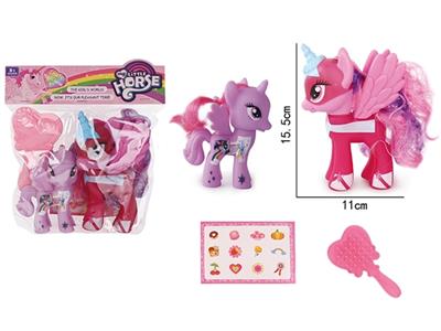 大独角飞马带小独角飞马 带梳子 贴纸 - OBL810893