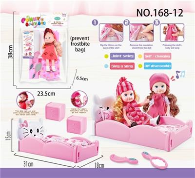 KT bed and 9 voice doll and comb \/ mirror - OBL813553