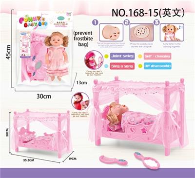 Pink Princess Bed with 14 inch voice doll and comb / mirror - OBL813557