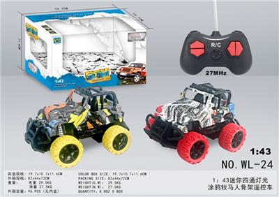1：43迷你四通灯光涂鸦牧马人骨架遥控车 - OBL814028
