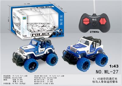 1：43迷你四通灯光牧马人骨架遥控警车 - OBL814034