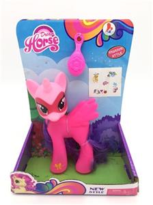 高档大号粉色战马带梳子带贴纸三款混装 - OBL814450