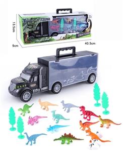 手提礼盒货柜滑行拖头车带12只实心恐龙+4棵树+3粒恐龙蛋 - OBL814578