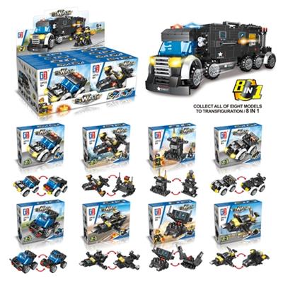  城市益智积木特警系列8合1通讯车（45-56PCS）   - OBL815002