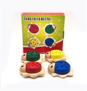 Color box 4 wooden threading beetles - OBL815216