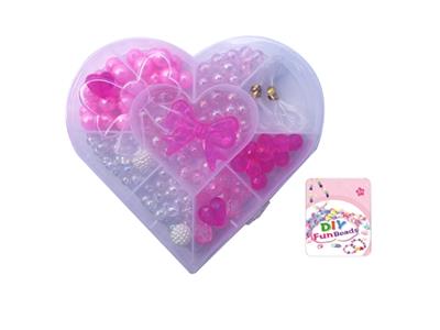 儿童爱心趣味串珠 红色（约110粒珠） - OBL815593