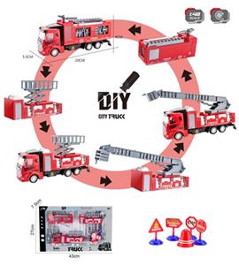 DIY city fire series - 1:48 flat head back to the fire brigade with signs (ladder/water/knee) - OBL815681
