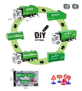 DIY city sanitation series - 1:48 flat head back to the sanitation car sign (water/container/truck) - OBL815685