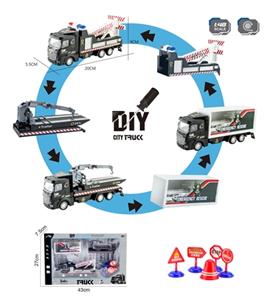 DIY city traffic save series - 1:48 alloy flat back to rescue vehicle with signs (repair/car/truck t - OBL815691