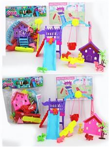 Park set / 2 or more conventional (tree) equipped with 5 animals hut - OBL816299