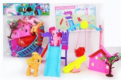 乐园套装（配备2只搪胶马+小屋+树） - OBL816303