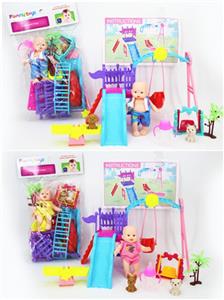 乐园套装配5寸表情娃+奶瓶+2小狗+宠物秋千+树（2款混装） - OBL816304