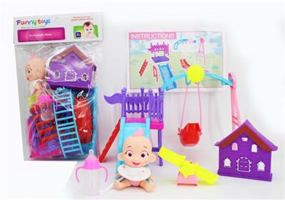 乐园套装配5寸表情娃+奶瓶+围嘴+小屋 - OBL816306