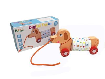 Drag the car wooden dog Numbers - OBL817353