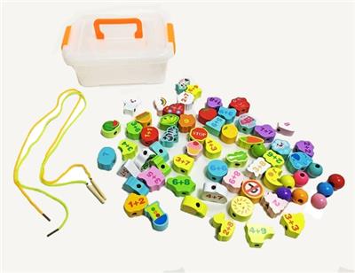 Wooden 65 grains of cartoon blocks beads - OBL817400