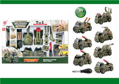 INERTIA FUNCTION DIY SELF-LOADING BUILDING BLOCKS MILITARY SERIES SET WITH LIGHTING MUSIC ENGINEERING LIGHTS 7IN 1 MILITARY GREEN - OBL820022