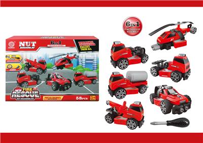 SLIDING FUNCTION DIY SELF-LOADING BUILDING BLOCKS FIRE RESCUE KIT 6 IN 1 - OBL820025