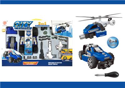 SLIDING FEATURE DIY SELF-LOADING BUILDING BLOCKS CITY POLICE KIT 2 IN 1 - OBL820027
