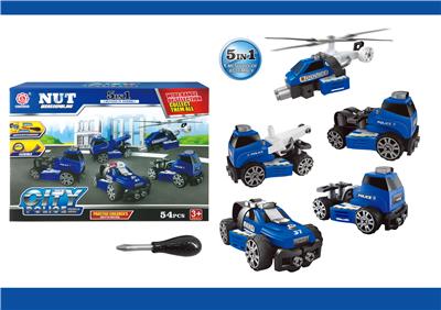 Inertia function diy self-loading building blocks city police set 5 in 1 - OBL820030
