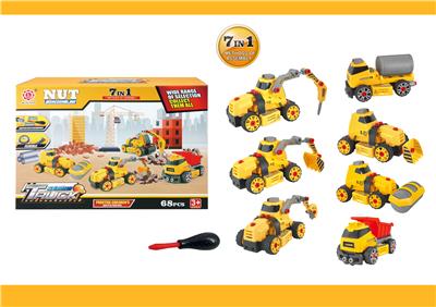 滑行功能DIY自装积木工程建设套装带灯光音乐工程灯           7 in 1 - OBL820038