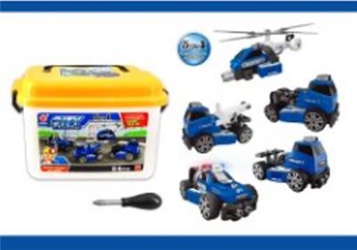 惯性功能DIY自装积木城市警察套装带灯光音乐警灯         5 in 1 - OBL820058