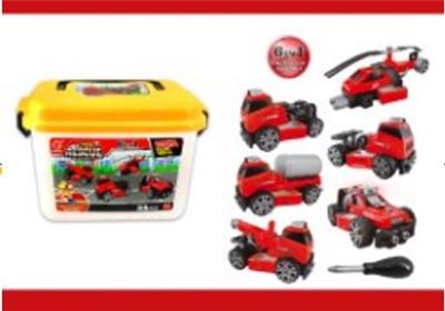 惯性功能DIY自装积木消防救援套装带灯光音乐警灯                6 in 1 - OBL820059