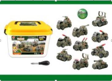 惯性功能DIY自装积木         军事系列套装         带灯光音乐军事灯10 in 1军绿色 - OBL820061