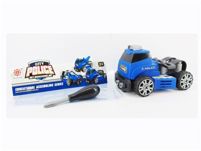 滑行功能DIY自装积木   城市警察拖车 - OBL820072