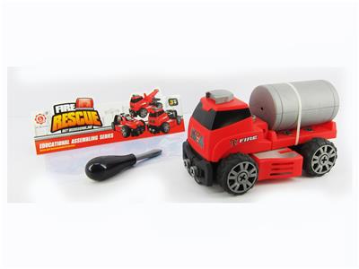 滑行功能DIY自装积木   消防救援水罐车 - OBL820081
